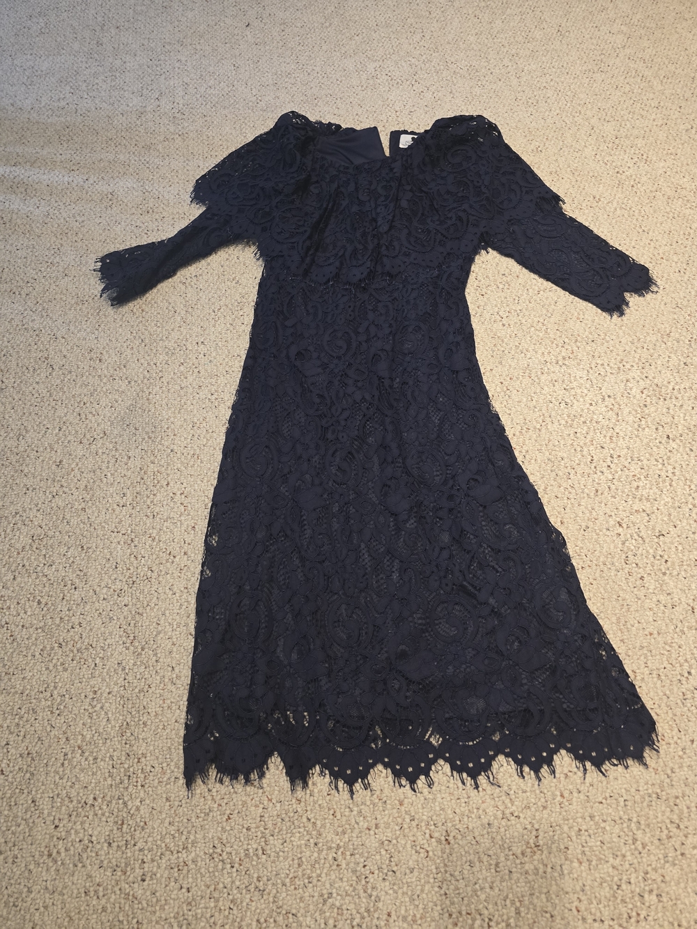 Dainty Jewells Navy Lace Midi Dress with Scallop Hem